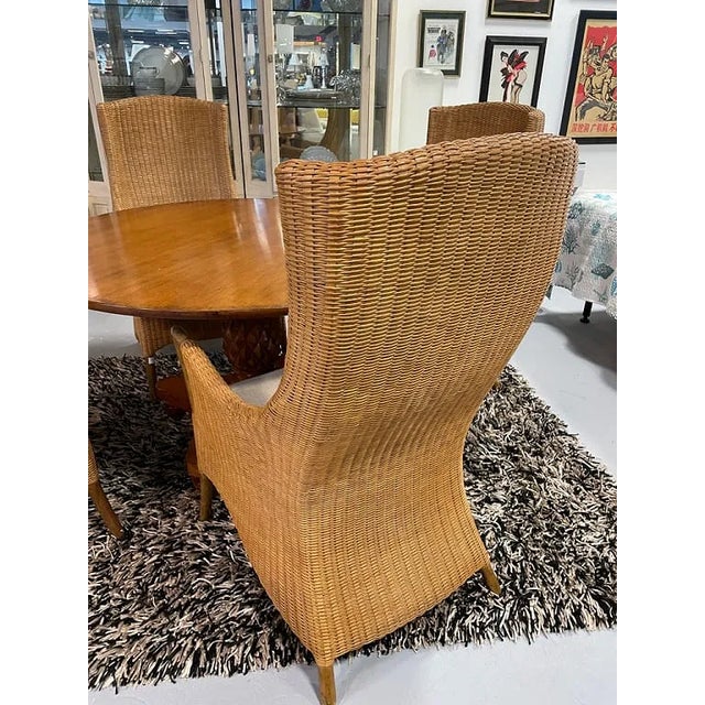 Traditional 1960s Attributed Tommy Bahama Florida Regency Wicker Dining Set For Sale - Image 3 of 6