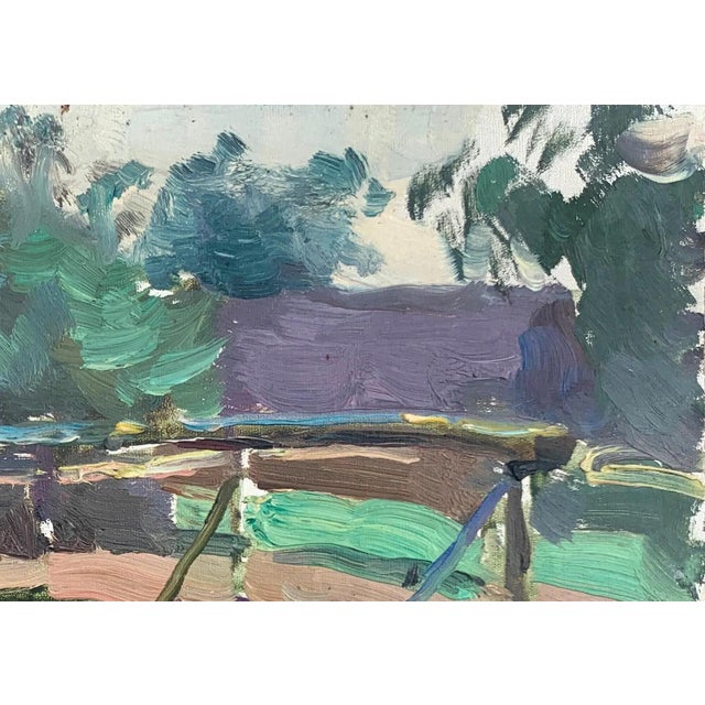 Realism Vintage Ukrainian Impressionist Oil Painting, Rural Landscape, Ukrainian Artist Sokolovsky G. 1960s For Sale - Image 3 of 6