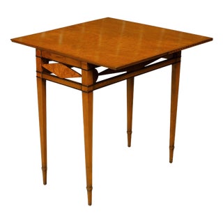 French 19th Century Burlwood Folding Table with Inlaid Accents and Diamond Motif For Sale