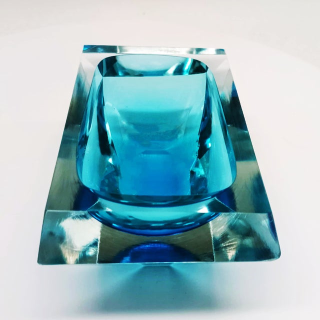 Vintage Italian Rectangular Multifaceted Ashtray in Murano Glass by Flavio Poli for Seguso, 1960s For Sale - Image 7 of 10