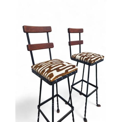 Wood Vintage Brutalist Barstools, 1970s, Set of 6 For Sale - Image 7 of 8