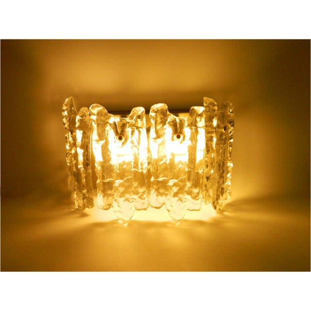 Metal Vintage Sierra Ice Glass Wall Lights by Kalmar Vienna, 1970s, Set of 2 For Sale - Image 7 of 12
