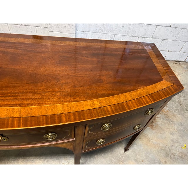 Baker History Charleston Collection Mahogany Inlaid Bow Front Sideboard For Sale - Image 12 of 12