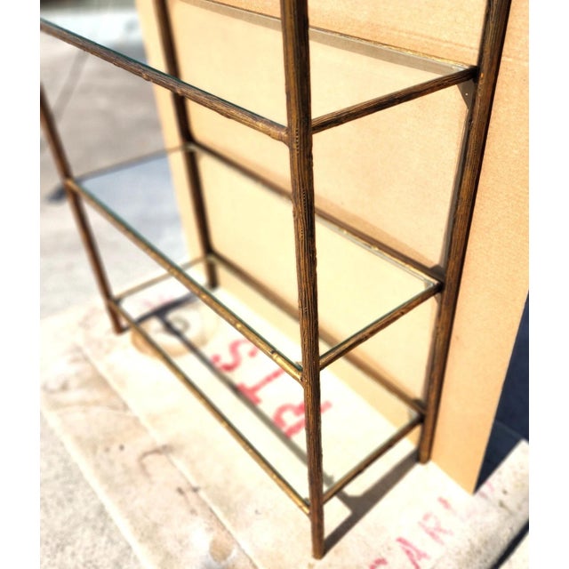 Gilt Iron & Glass Faux Bois Étagère Bookcase Shelf Mid Century For Sale In Miami - Image 6 of 13