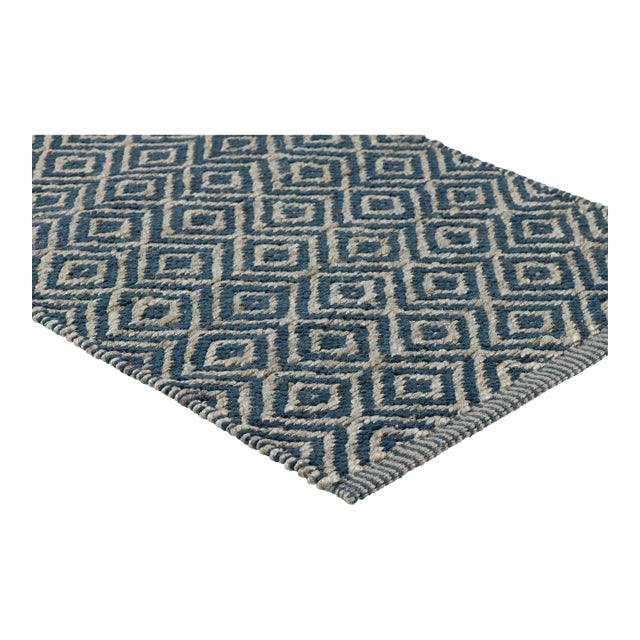 Part & Parcel Goods Textured Diamond Rug, 8'x10', Sky Blue and Sapphire For Sale