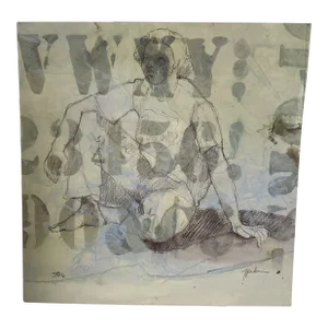 Vintage Judy Pike Mixed-Media Figural Composition Painting