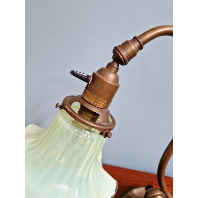 Art Nouveau Desk Lamp in Bronze and Opalescent Glass, 1890s For Sale - Image 11 of 16
