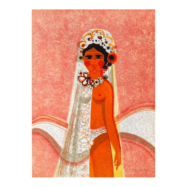 Frédéric Menguy 1975 - Les Angéliques - La Mariée I Signed Lithograph For Sale