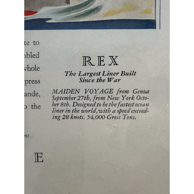1932 Original Italian Line Advertising, Giovanni Patrone Art Deco, Matted For Sale - Image 4 of 6