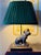 Mid-Century Modern Vintage Mario Buatta Frederick Cooper Bronze Bulldog Lamp Original Green Shade For Sale - Image 3 of 16
