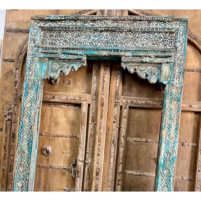 Antique Carved Teak Architectural Arch Doorway, Distressed Column Surround 99 For Sale - Image 10 of 11