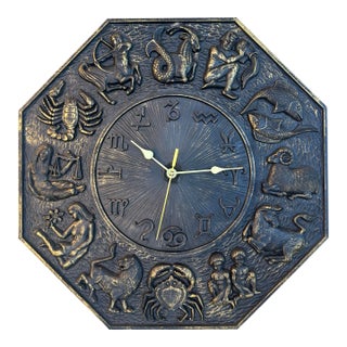 I960’s Vintage Mid-Century Zodiac Clock by Dart For Sale