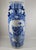 Mid-Century Modern Grand 40" Vintage Blue & White Chinoiserie Floor Vase & Carved Stand For Sale - Image 3 of 17