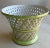 Vintage reticulated green and white cache pot made in Italy and purchased at a high-end interior decor store, Cannell &...