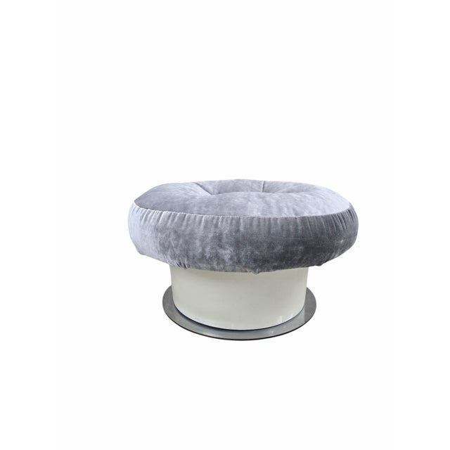 Mid 20th Century MCM Tufted Velvet Ottoman For Sale - Image 5 of 8