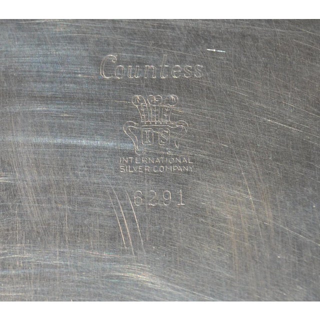 1930s Heavy Countess International Silver Company Crown Trade Mark Footed Serving Platter For Sale - Image 11 of 12