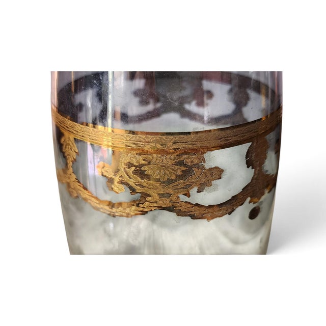 1960s Mid Century Blue Glass Hand Decorated Italian Glass Vase 10.5" For Sale - Image 5 of 8