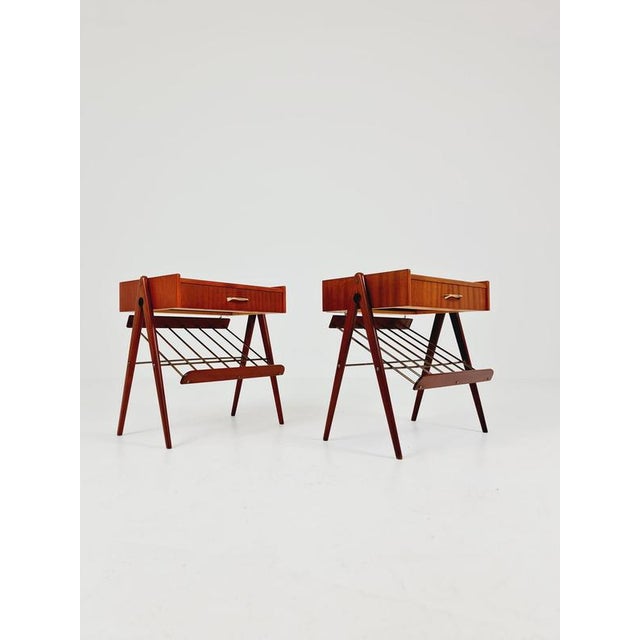 Mid-Century Danish Mahogany and Brass Nightstands, 1960s, Set of 2 For Sale - Image 6 of 18