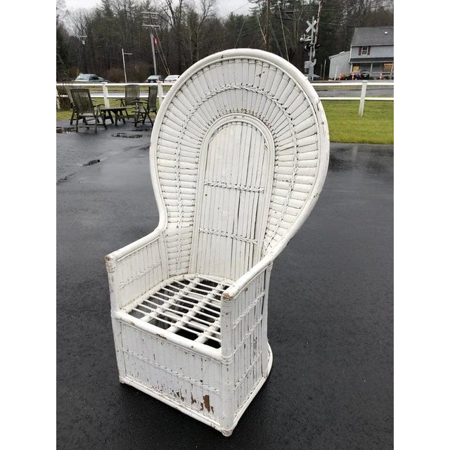 1970s White Split Bamboo Peacock Chair For Sale - Image 9 of 13