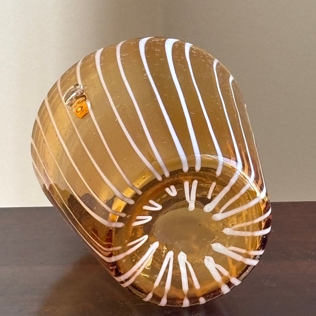 Murano, Venini & Co. Vintage 1970s Venini for Disaronno Murano Glass Ice Bucket, Amber & White For Sale - Image 4 of 17