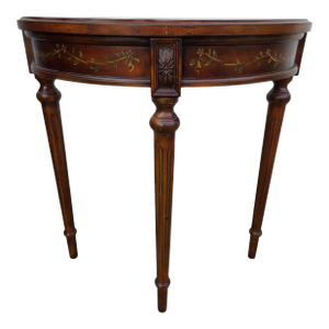 1990s Ethan Allen Tuscany Demilune Console Hall Table Server Neo Classical End Table