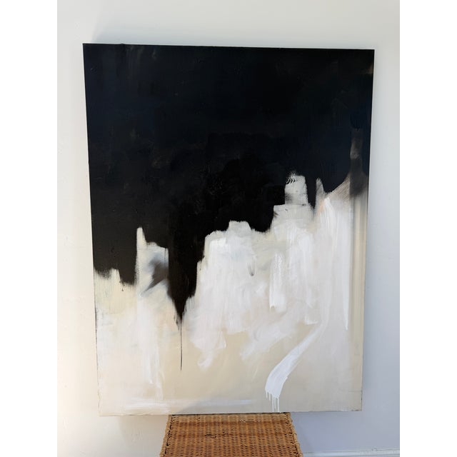 Chelsea Brie Maslow Owens (American, Contemporary), large-scale abstract expressionist painting, 2020. Dramatic vertical...