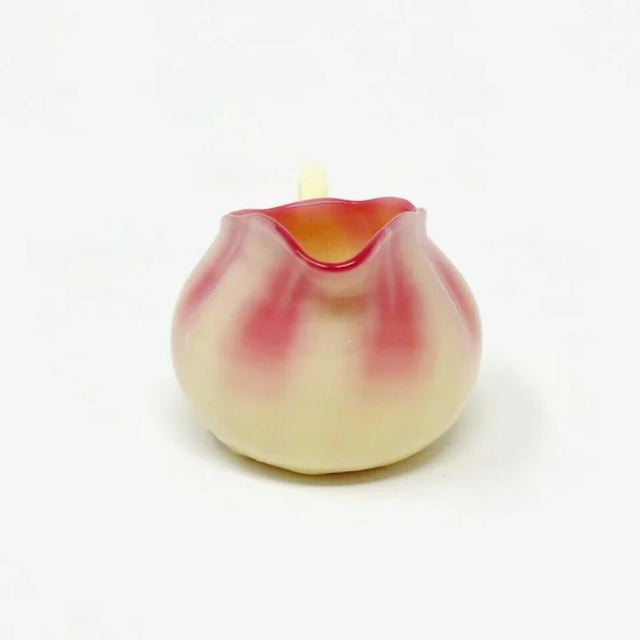 Traditional Mid 20th Century Pairpoint Ribbed Glossy Burmese Glass Creamer For Sale - Image 3 of 6