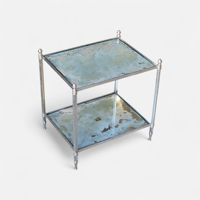 Maison Jansen 1970s Chrome Two-Tier Mirrored Side Table, After Maison Jansen For Sale - Image 4 of 7