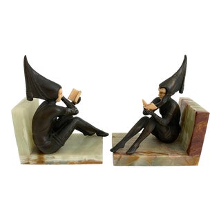 Art Deco Jb Hirsch Pixie Girl Bookends For Sale