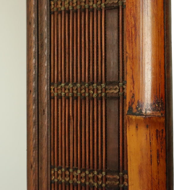 Brown Vintage Square Bamboo and Rattan Mirror, 1960s For Sale - Image 8 of 16