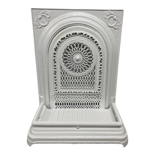 19th Century Antique 21" Cast Iron Fireplace Surround, Insert and Floor Panel – Ornate Victorian From New Orleans For Sale