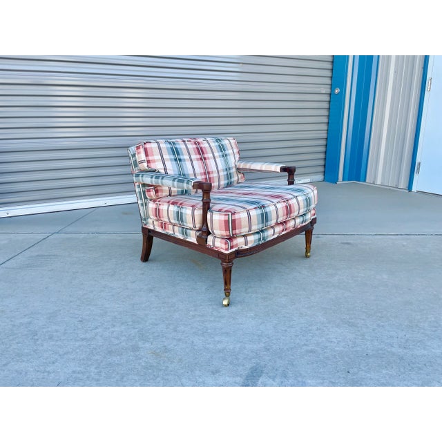 1930s 1970s Mid Century Mahogany Lounge Chairs With Brass Casters- Set of 2 For Sale - Image 5 of 13