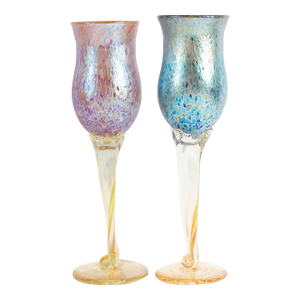 Signed Art Glass Wine Glass Goblets by Aaron Slater