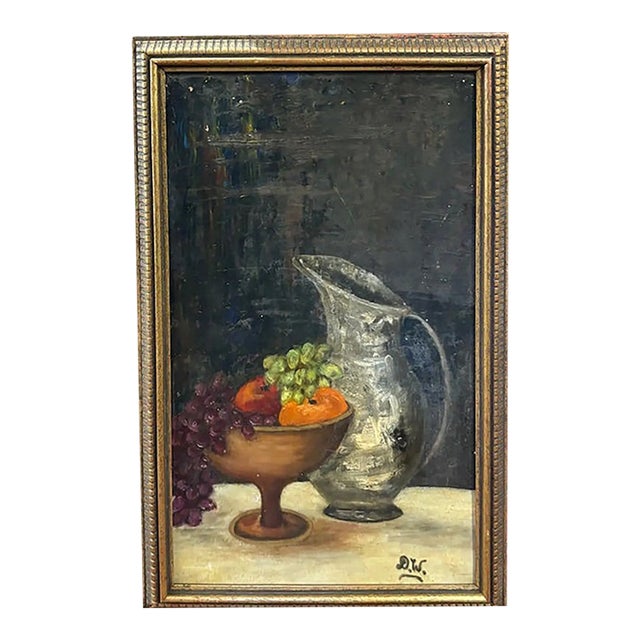 Early Oil Painting - Still Life of a Fruit Bowl, Signed For Sale