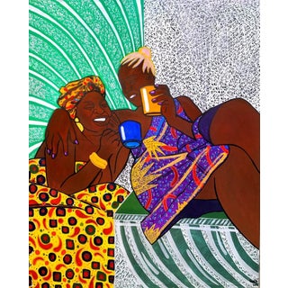 Will You Hand Out With Me. Figurative Abstract by Janet Adegoke (2023), Acrylic on Canvas For Sale