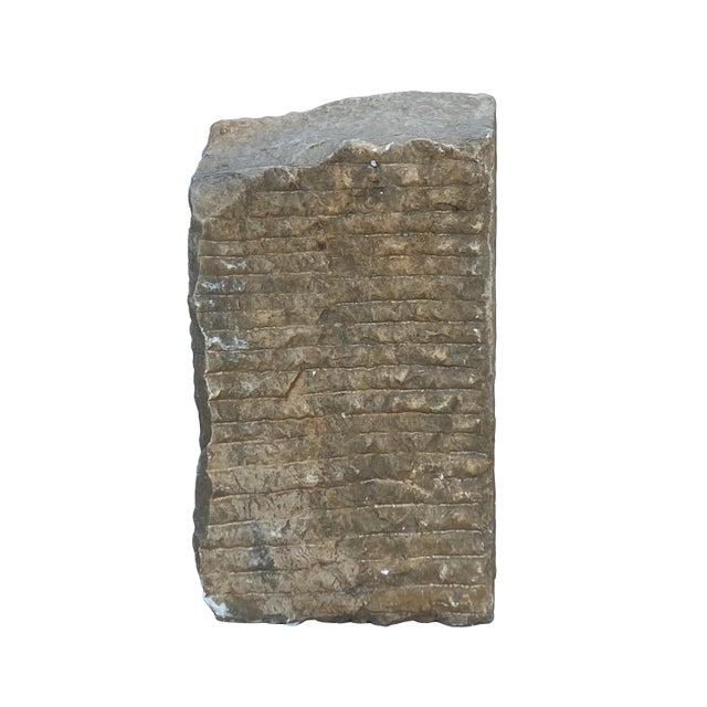 Chinese Chinese Distressed Brown White Stone Carved Buddhas Display Statue For Sale - Image 3 of 6