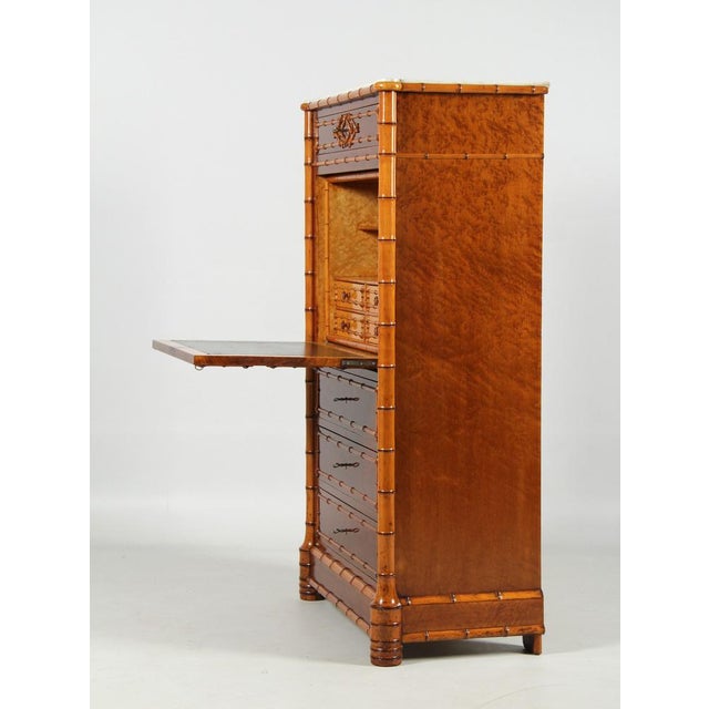 Wood Faux Bamboo Secretary, 1870s For Sale - Image 7 of 18