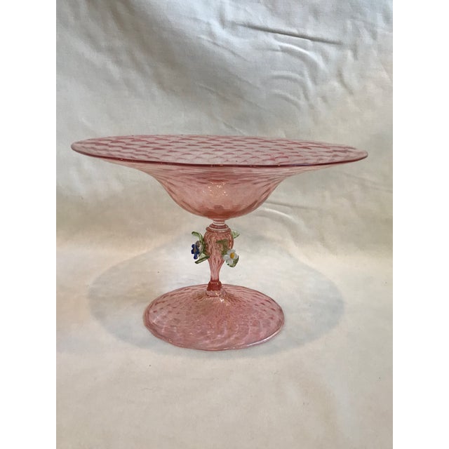 19th Century Hand Blown Pink Venetian Tazza For Sale - Image 12 of 12