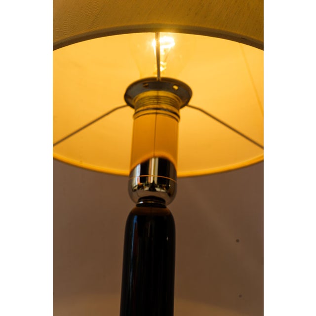 Large Art Deco Wooden Table Lamp with Fabric Shade, Vienna, 1930s For Sale - Image 9 of 12