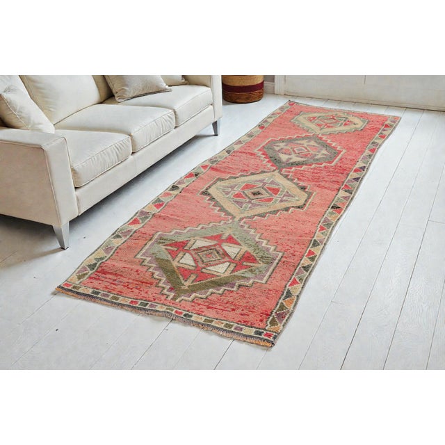 1960s Kitchen Decor Oushak Turkish Runner For Sale - Image 9 of 10