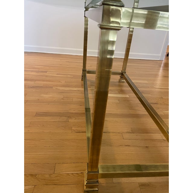 Metal LaBarge Attributed Brass and Glass Dining Table With 1/2" Thick Beveled Glass Top Vintage For Sale - Image 7 of 9