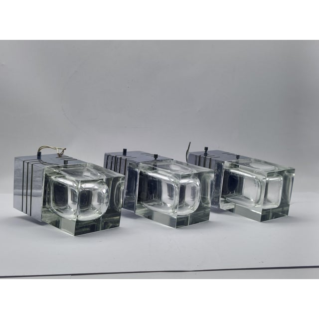 Gaetano Sciolari Ceiling Lamps in Metal and Glass from Gaetano Sciolari, 1970s, Set of 3 For Sale - Image 4 of 7