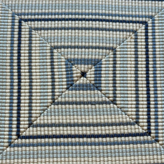 Transitional Striped Blue and White Ottoman For Sale - Image 3 of 9