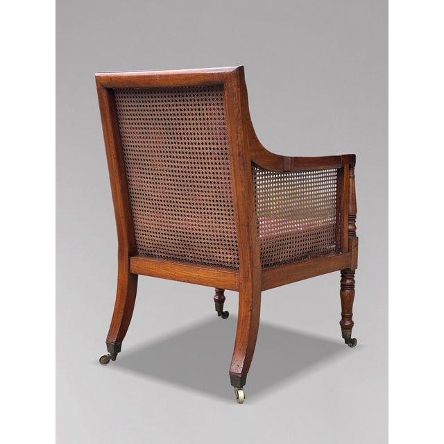 Regency Caned Mahogany Library Bergère Armchair, 1810s For Sale - Image 10 of 14