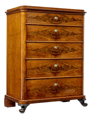 19th Century Swedish 5 Drawer Chest of Drawers, 1870