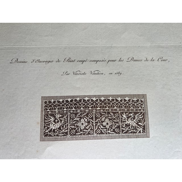 Brown 19th Century French Engraving of Renaissance Venetian Lace Designs For Sale - Image 8 of 9