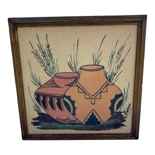 Native American Style Still Life Sand Art, Framed For Sale