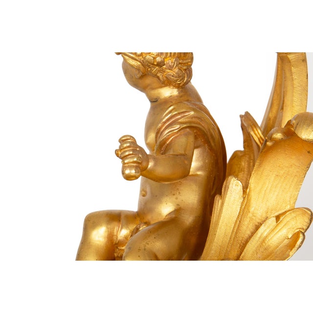 Metal Antique Gilt Bronze Fireplace Fender With Chenets by Bouhon, Paris For Sale - Image 7 of 18