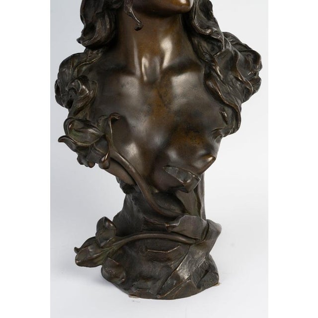 Metal Bust of a Young Woman, 1900, Bronze For Sale - Image 7 of 10