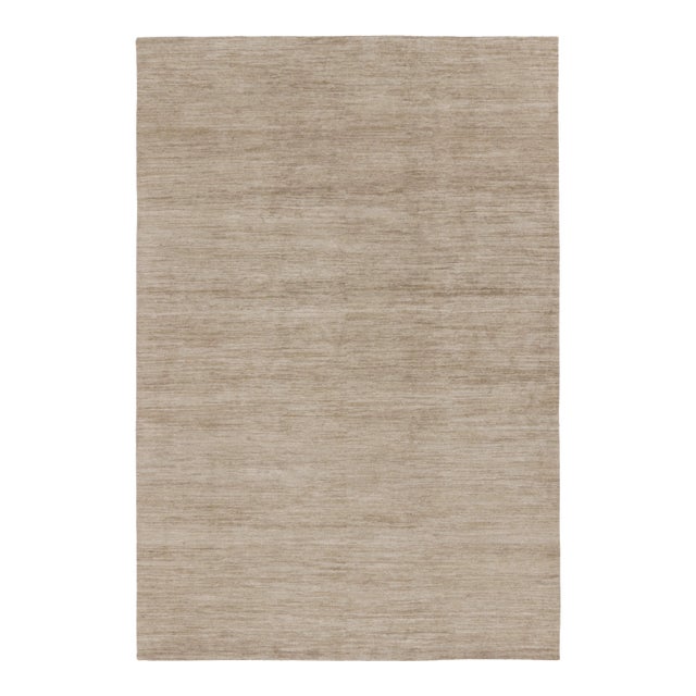Contemporary Oversized Textural Linen Rug by Rug & Kilim, India, Sand Brown For Sale